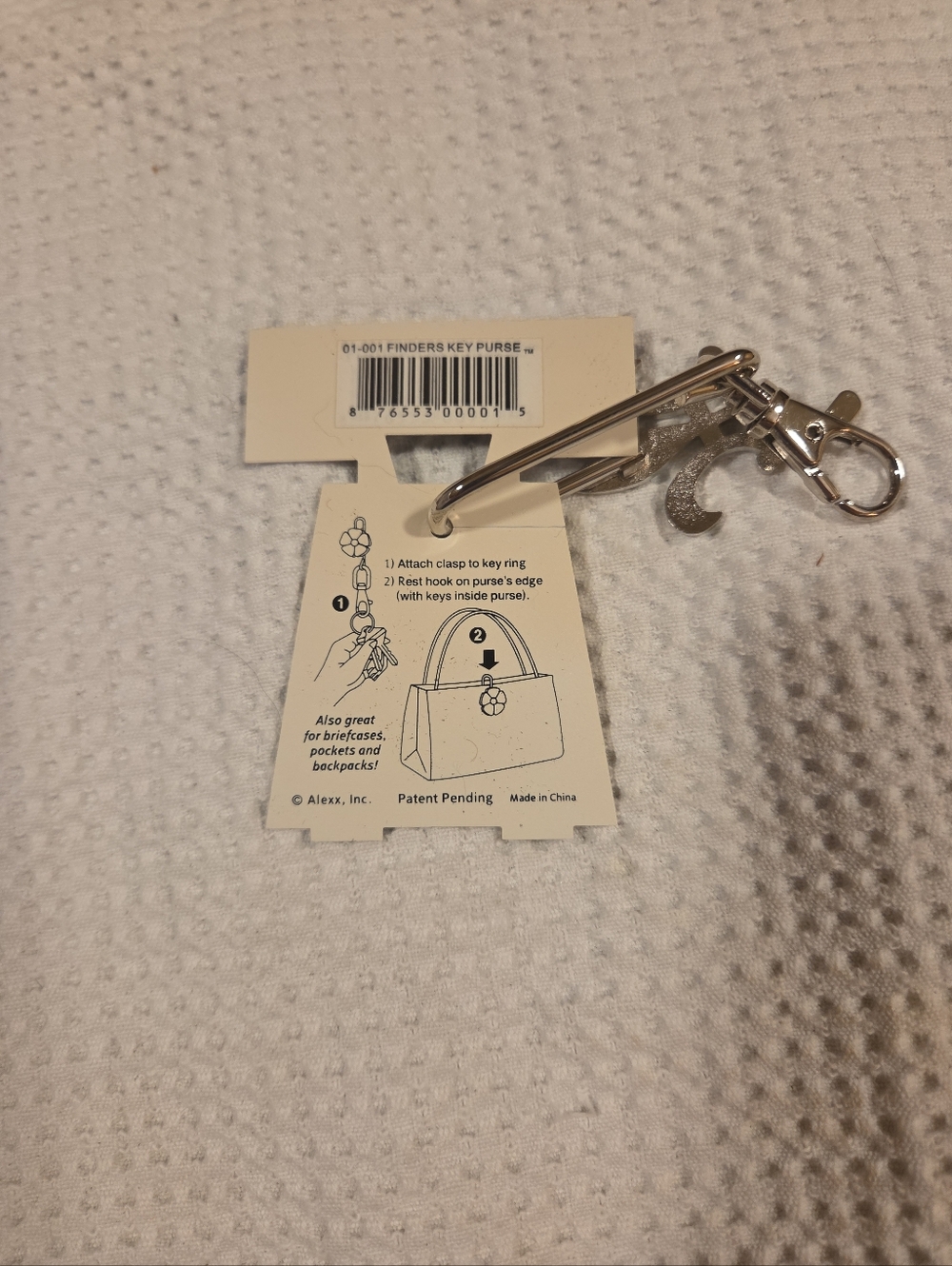 Fleur-de-Lis Silver Finders Key Purse Hook, Alexx, NEW - Picture 3 of 4
